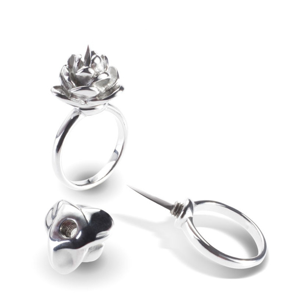 Woman Titanium Self Defense Flower Ring Hidden Needle Knife Weapon Gift Wish Woman Titanium Self Defense Flower Ring Hidden Needle Knife Weapon Gift Wish