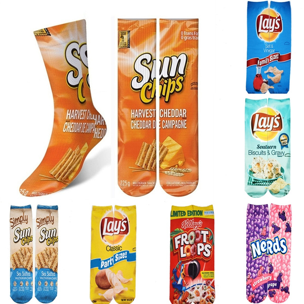 Men Women Girl Art Long Socks Funny Unisex printing Potato chips Knee High Socks Men Women Girl Art Long Socks Funny Unisex printing Potato chips Knee High Socks
