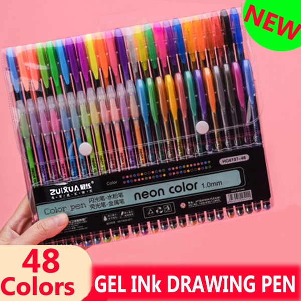 12/16/18/24/36/48 Pieces/Lot 48 Colors Gel Pens Set Highlighter Marker Pen  Watercolor Pen Glitter Gel Pen for Adult Coloring Books Journals Drawing  Doodling Art Markers