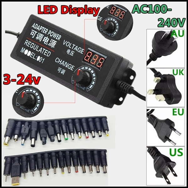 Details about / Adjustable Voltage 3-24V Power Supply Adapter AC//DC Switch w// LED Display