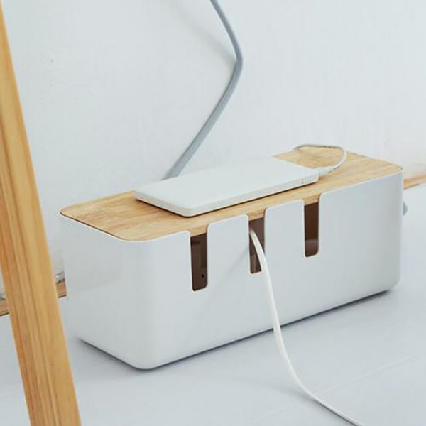 Large Bamboo Cable Storage Tidy Box Organizer For Wires,Cables - View #4