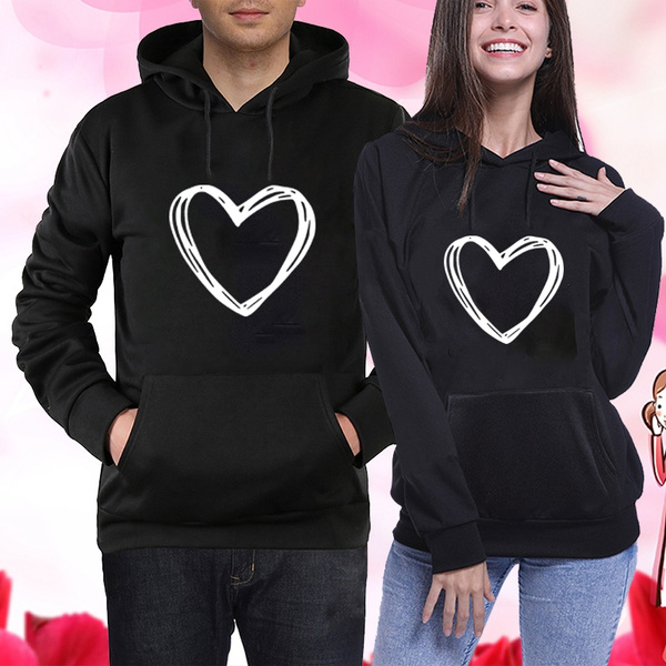 Heart Printed Hooded Sweatshirt Gifts 