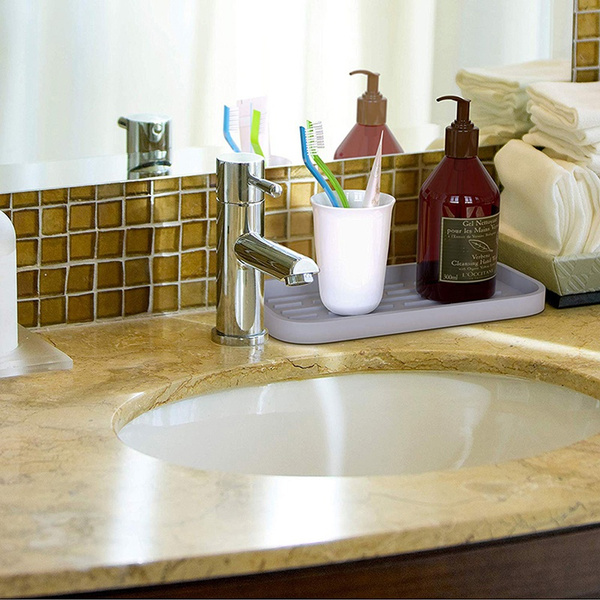 Silicone Kitchen Bathroom Sink Tray Organiser Sponge Holder Caddy