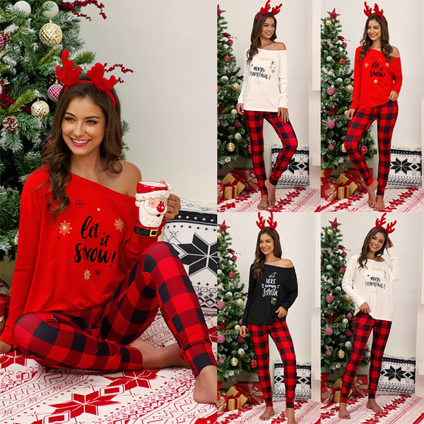 Off the shoulder christmas pajamas new arrivals