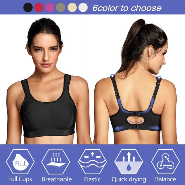 La Isla Women's Quick-drying Full Coverage Shock Control Wirefree High  Impact Sports Bra Comfort Lightly Padded Contoured Racerback Workout Bras  Women Sportwear For Running Fitness Gym 32 34 36 38 40 42 B C D DD E