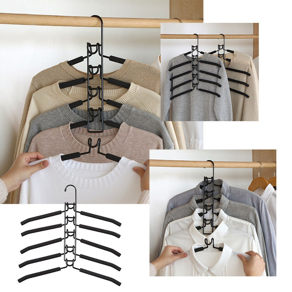 5 In 1 Multi Layer Clothes Hangers Space Saving Multiple Non Slip