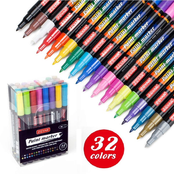 Acrylic Paint Pen, Water Based, Extra Fine Point, 18 Colors