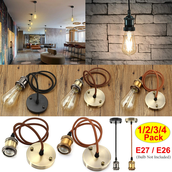 New Style Edison Vintage  Bulb Lamp Holder E27 Pendent Light Kit Ceiling Rose UK 
