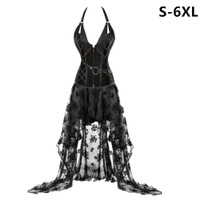 gothic cross back lace panel corset dress