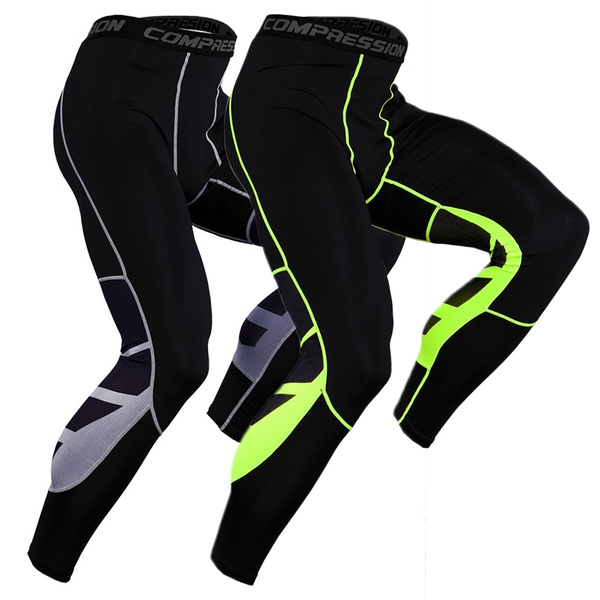 Men s Stretchy Quick-drying Pants Sport Training Gym Wear Compression ...