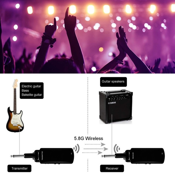 Wireless Guitar System - ZXK CO 5.8GHz Rechargeable Guitar Wireless Audio  Transmitter Receiver - Electric Digital Guitar System Transmitter Receiver  