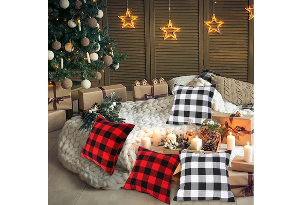 Buffalo Plaid Christmas Throw Pillow Cover Red Black Pillow Covers