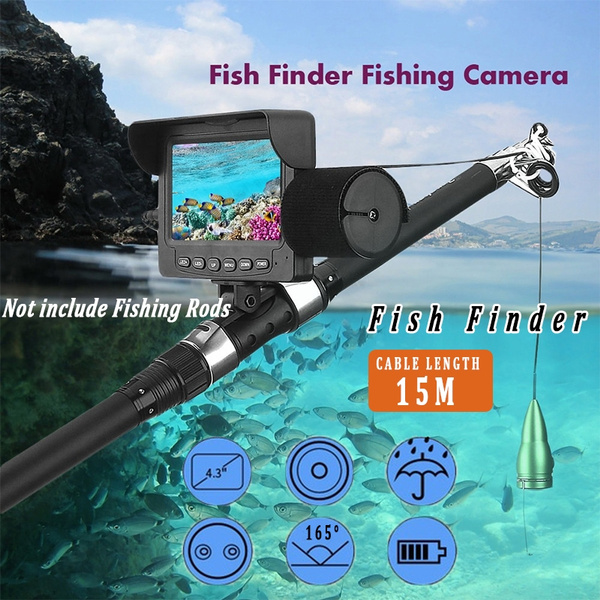 NEWEST Fish Finder HD Underwater Camera Underwater Fish Finder LED Night  Vision Fishing Camera 15M Cable 1000TVL 4.3 Inch LCD Monitor( No Fishing Rod)