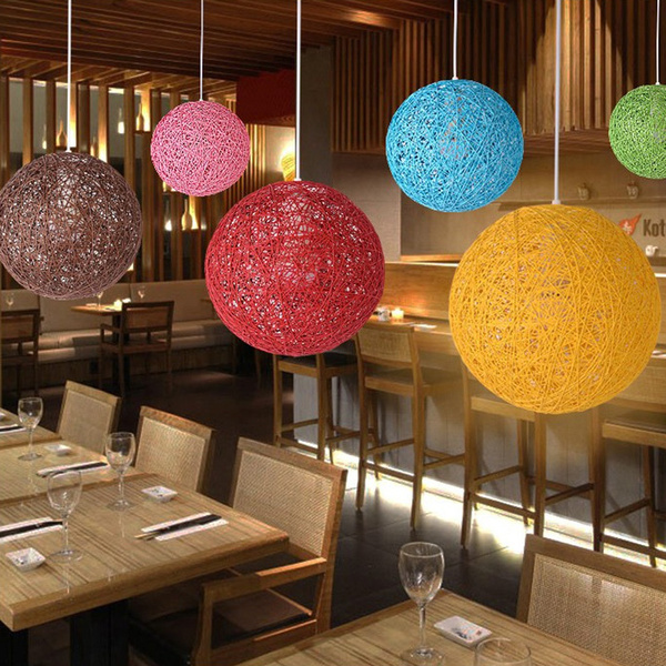 Rattan Wicker Woven Ball Globe Ceiling Pendant Light Lamp Shade 20cm Wish Rattan Wicker Woven Ball Globe Ceiling, Globe Pendant Hanging Lamp With Rattan Shade