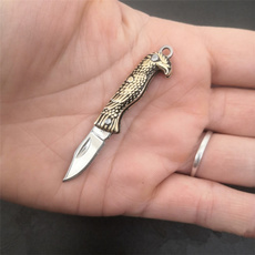 Mini Keychain Eagle Knife Key Ring Pendant Portable Pocket Floding Knife Brass Gifts