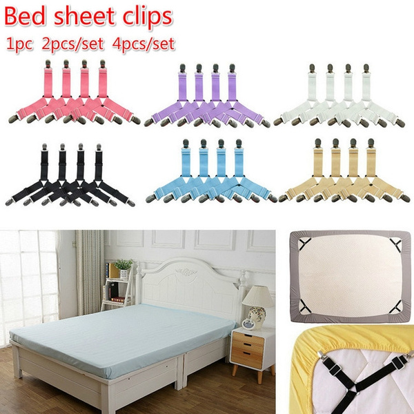 4PCS/Set Elastic Bed Sheet Mattress Cover Blankets Grippers Clip