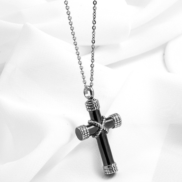 Detailed Cross Cremation Urn Pendant for Ashes - Memorial Pet Jewelry | The  Steel Shop