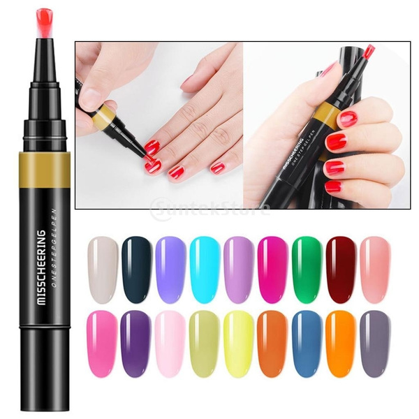 24 Colors in 1 Step Nail Varnish Pen Glitter UV Led Nail DIY Gel Polish Pencil Wish