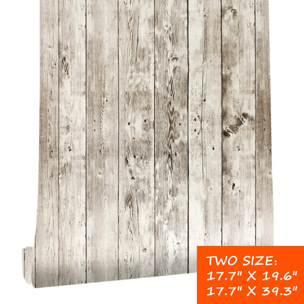 17 7 X19 6 X39 3 Reclaimed Wood Distressed Panel L And Stick Wallpaper Self Adhesive Removable Wall Covering Decorative Vintage Grain Vinyl Decal Roll For Home Decor Wish - Wood Look Vinyl Wall Covering