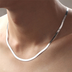 Sterling, Flats, Chain Necklace, 925 sterling silver