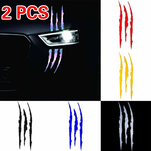2Pcs Auto Car Sticker Reflective Monster Claw Scratch Stripe Marks  Headlight Decal Car Sticker Car Decoration