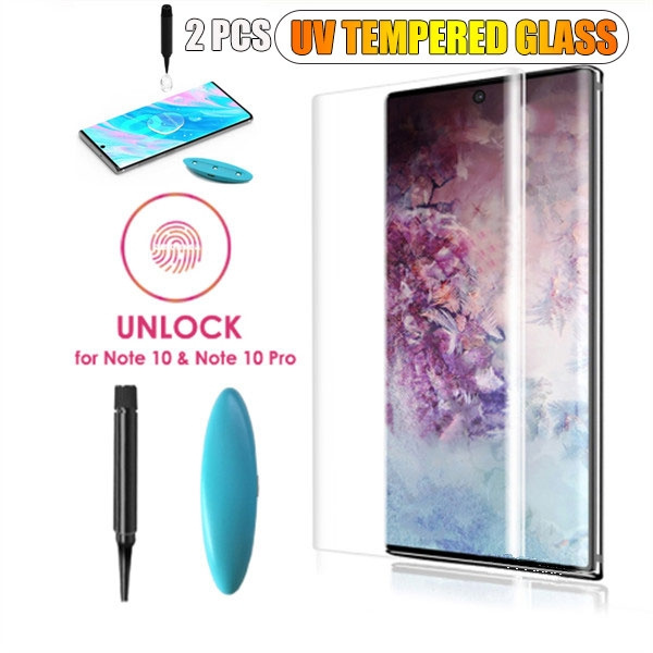 2 Pcs Uv Tempered Glass For Samsung Note 10 Plus Edge Full Liquid Glue