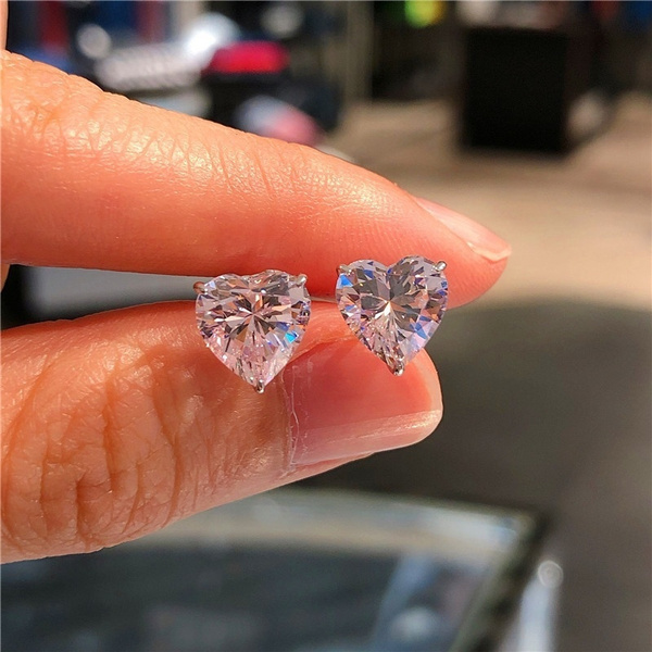 Heart cut deals diamond earrings