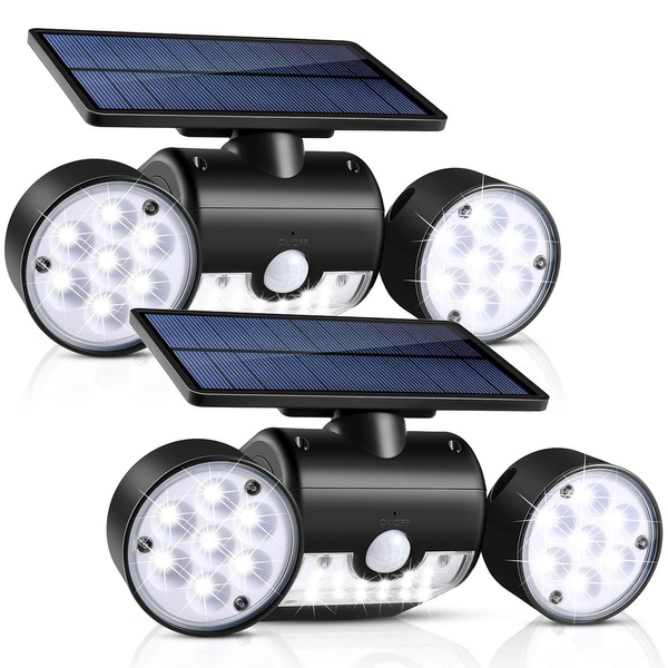 30LED Solar Wall Light Motion Sensor Security Spotlight Dual Head Outdoor Garden 
