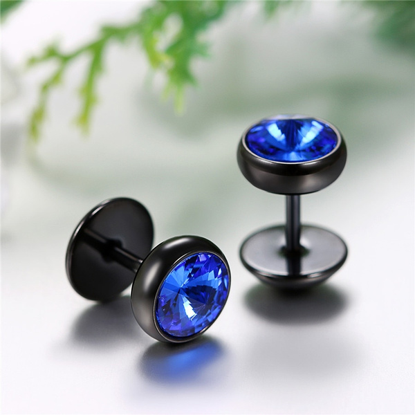 925 Sterling Silver Black Stud Earrings for Mens Small Gifts for Women