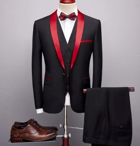 red black 3 piece suit