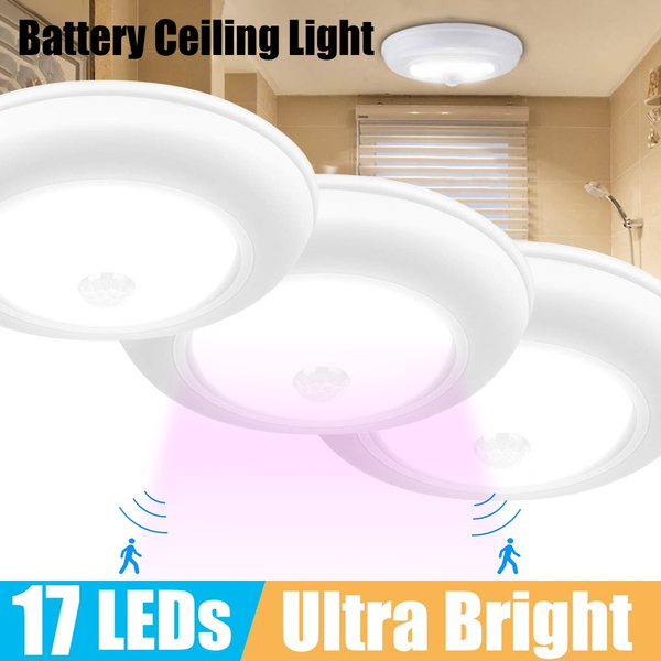 17 Leds Motion Sensor Ceiling Light Battery Operated Wireless Sensing Activated Led Closet Warm White Indoor For Stairs Hallway Garage Bathroom Cabinet 1 2 3 Pack Wish - Led Closet Ceiling Light Fixture