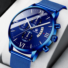Fashion Mens Watches Stainless Steel Mesh Band Date Calendar Quartz Wrist Watch Man Luxury Business Minimalist Clocks Uhren Herren