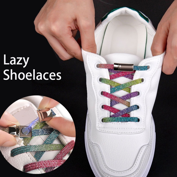 For Kids and Adult Sneakers 1Pair No tie Shoelaces Flat Elastic Shoe Laces Lazy 