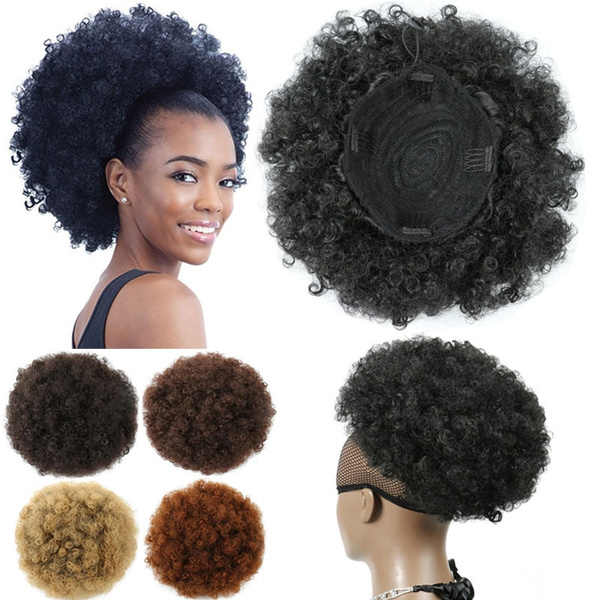 10inch High Puff Afro Curly Wig Ponytail Drawstring Short Afro Kinky Pony Tail Clip in on Synthetic Hair Bun