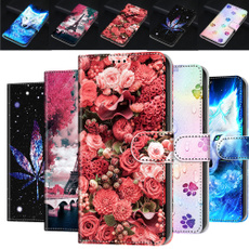 xiaomiredminote8procase, huaweipsmart2019case, Flowers, leather wallet
