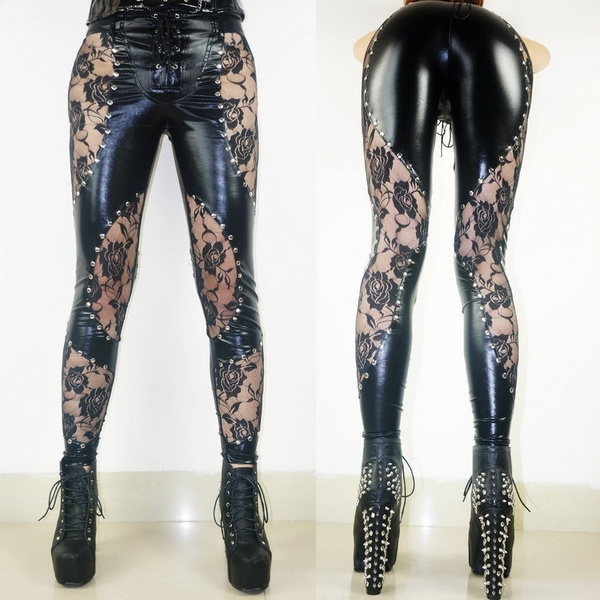 Sexy Back Bandage Skinny Leggings Latex 