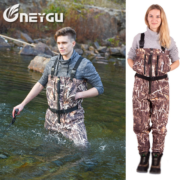 NeyGu Withered Reed Leaf Quick-Drain Waterproof wader pants with Front  Venting Zip and 4mm Neoprene Stocking Foot For Walking in the Flood，Rainy  and Snowy Weather