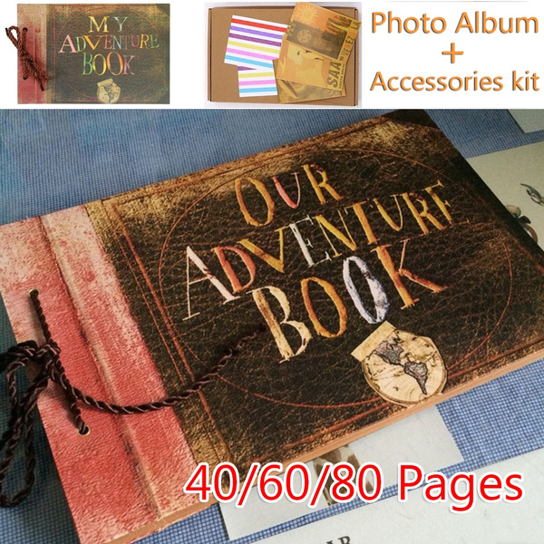 40/60/80 Pages My Our Adventure Book Pixar Up Handmade DIY Family Scrapbook  , Wedding Photo Album, Retro Album, Anniversary Scrapbook , Wonderful Gift  11.6x7.5 Inches