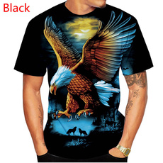 3D Eagle Printed Womens and Mens Short Sleeves fashion Casual Sport T Shirts Spring and Sunmer Fashion Round Neck Tops XS-5XL