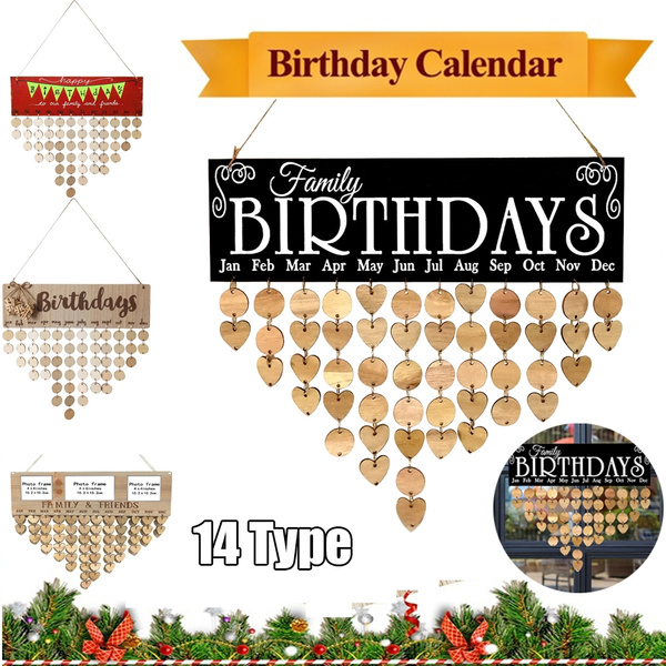 Diy Hanging Birthday Calendar Reminder Wooden Birthday Calendar Board Wood Tags With Holes Birthday And Anniversary Calendar Wooden Family Wall Calendar Friends Wall Hanging Board Decorative Birthday Tracker Plaque Wood Wall Plaque