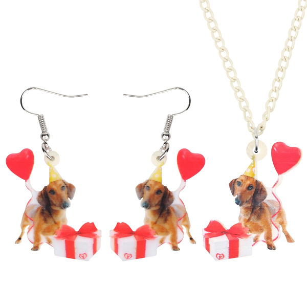 dachshund christmas earrings