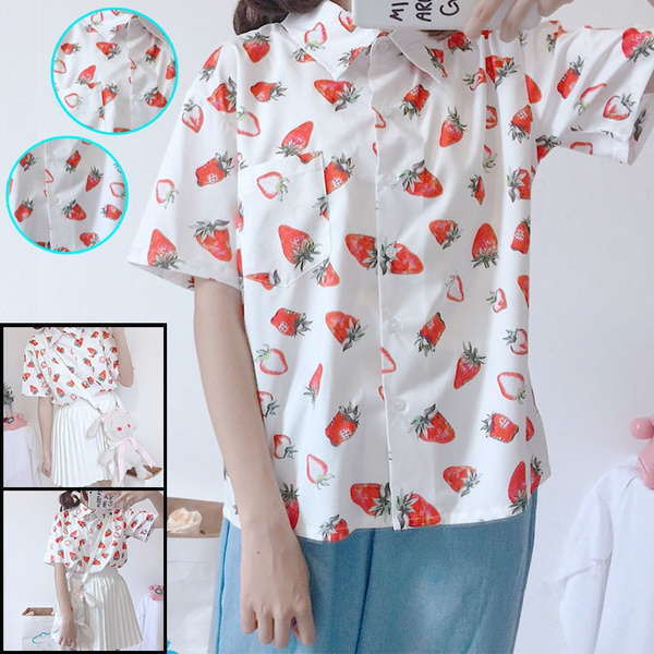 Strawberry deals print shirt