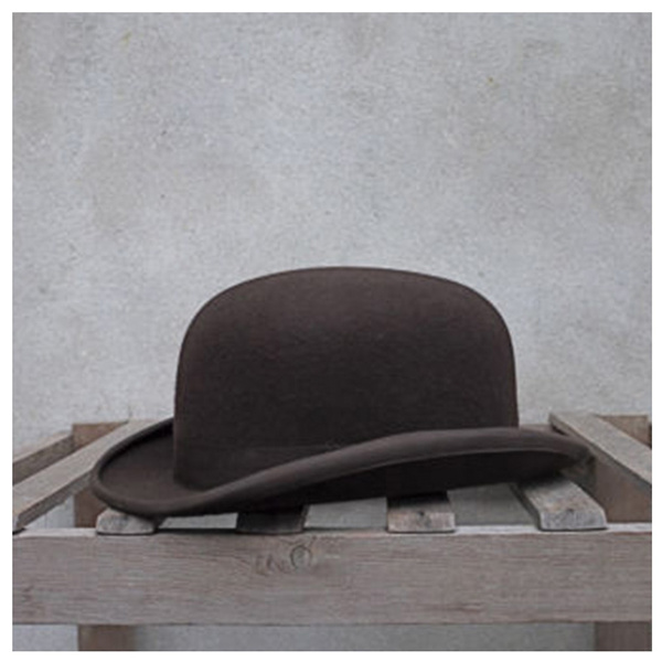 Wool Women's Men's Black Bowler Hat 