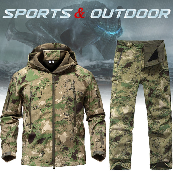 New Men Hunting Camouflage Clothing Waterproof Windproof Hooded Jacket 