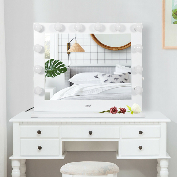 White Hollywood Makeup Vanity Mirror With Light Stage Large Beauty Dimmer Wish White Hollywood Makeup Vanity Mirror, White Hollywood Vanity Mirror With Lights