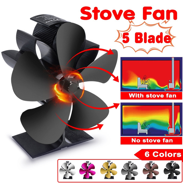 5 Blades Heat Powered Stove Fan Silent Eco Friendly Fuel Saving Fireplace Fan Thermal Power Fan For Wood Log Burner Winter Warmer 6 Colors Wish