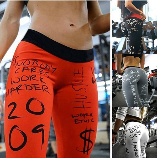 Yoga Pants Sport Leggings Women Fitness Gym Tights S-XL Love Squats Pants  3D Printing Elastic High Waist Yoga Leggings Running