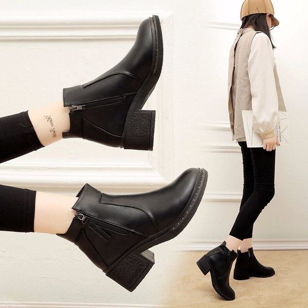 Ladies black short clearance boots