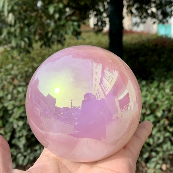 red Rainbow aura sphere titanium quartz crystal ball healing 10pcs sx31 