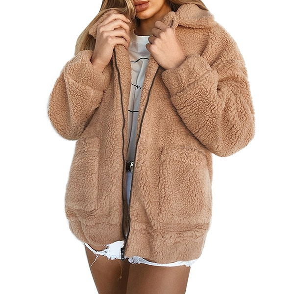 Winter Teddy Coat Women Faux Fur, Faux Fur Coat Australia Plus Size